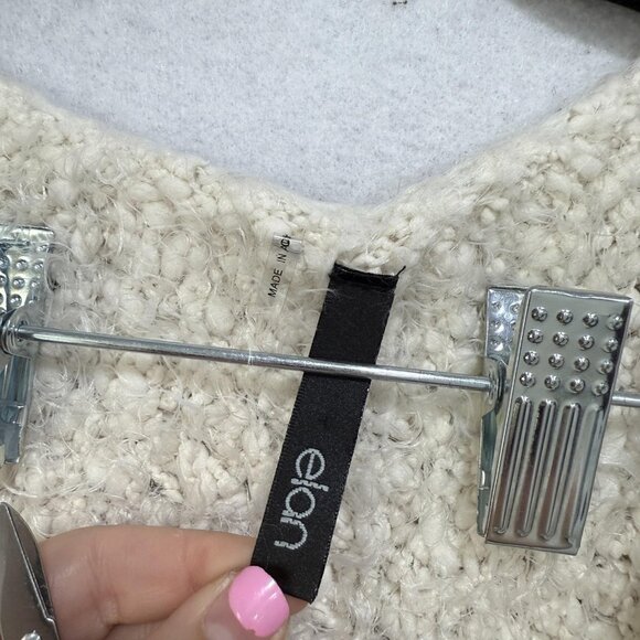 Elan Sweater Womens Large Chunky Knit Boucle Open Front Fringe Cardigan Cozy - Picture 3 of 9